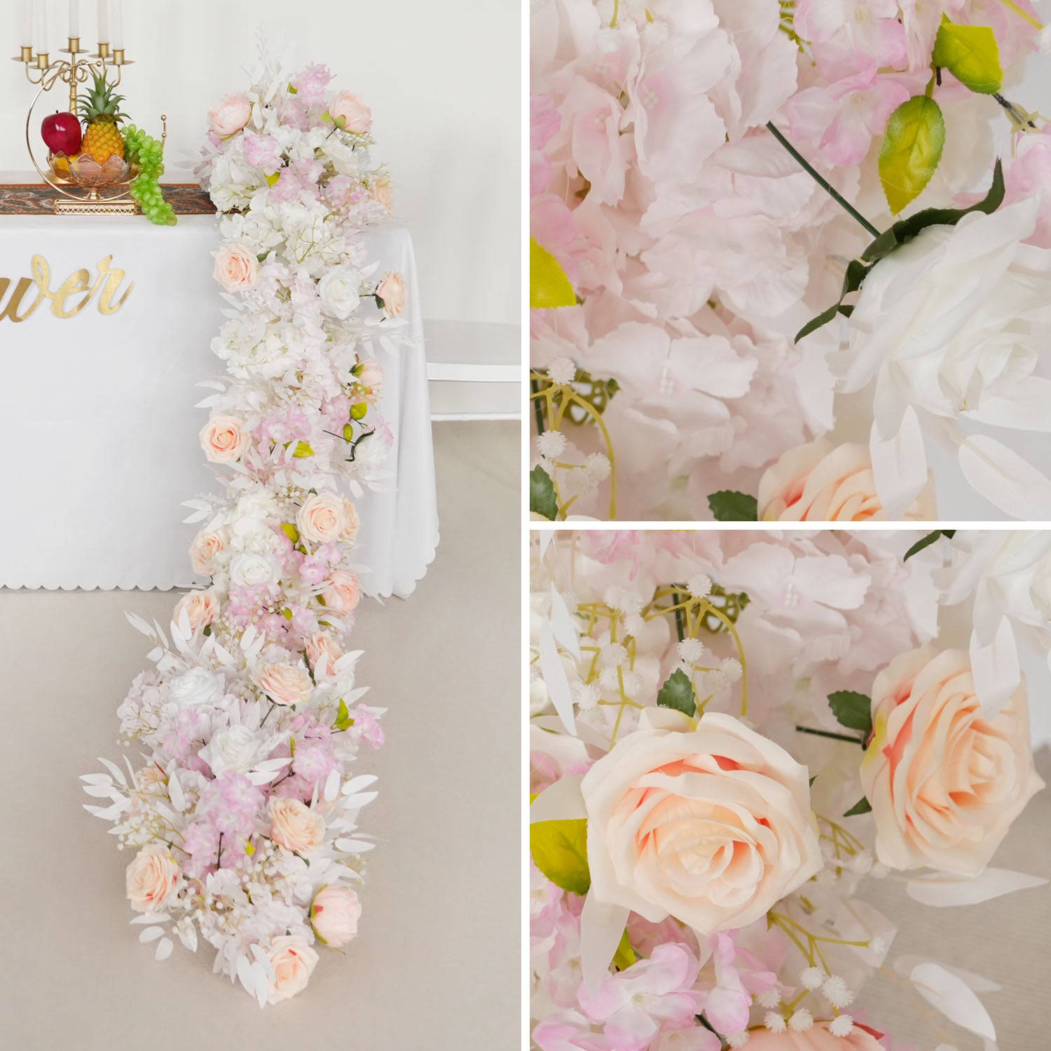 Uflower Artificial Flower Row Sofa Table Runner Floor Flower Arrangement